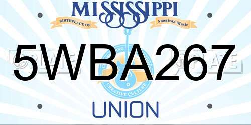 5WBA267 Mississippi License Plate