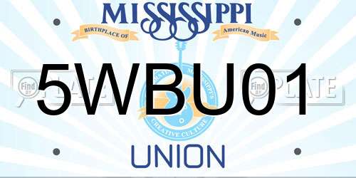 5WBU01 Mississippi License Plate