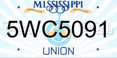 5WC5091 Mississippi License Plate
