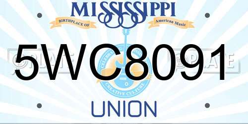 5WC8091 Mississippi License Plate