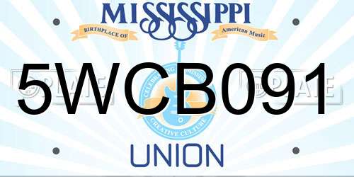 5WCB091 Mississippi License Plate