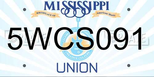 5WCS091 Mississippi License Plate