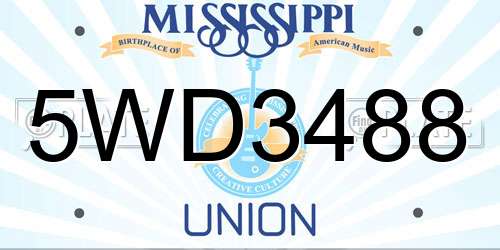 5WD3488 Mississippi License Plate