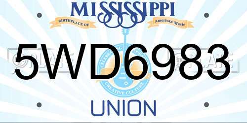 5WD6983 Mississippi License Plate