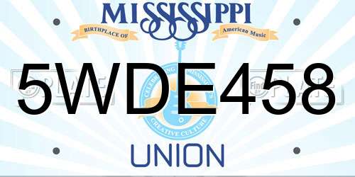 5WDE458 Mississippi License Plate