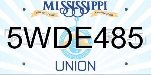 5WDE485 Mississippi License Plate