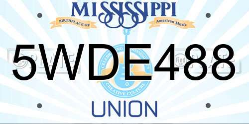 5WDE488 Mississippi License Plate