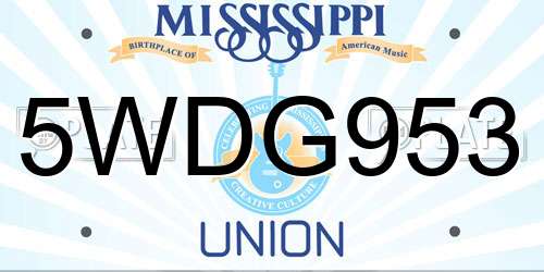 5WDG953 Mississippi License Plate