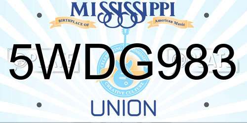 5WDG983 Mississippi License Plate