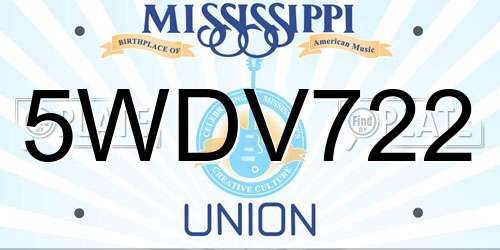 5WDV722 Mississippi License Plate