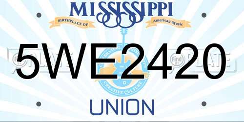 5WE2420 Mississippi License Plate