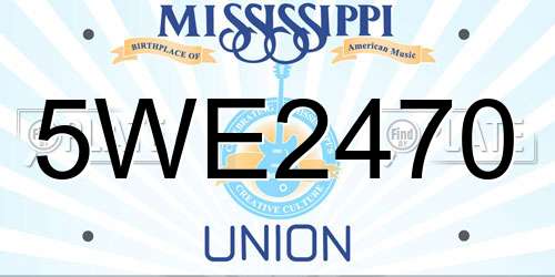 5WE2470 Mississippi License Plate