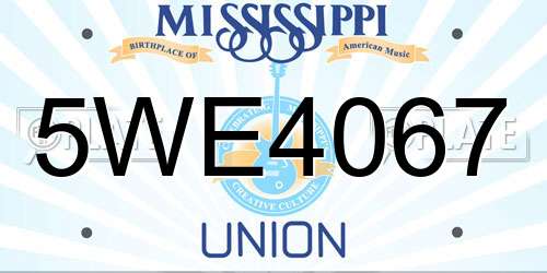 5WE4067 Mississippi License Plate