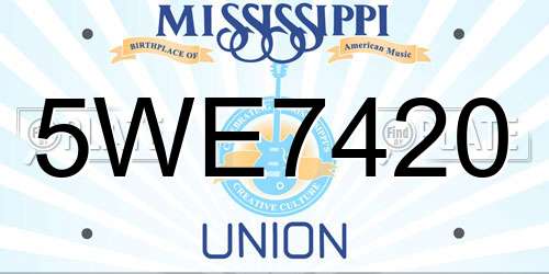5WE7420 Mississippi License Plate