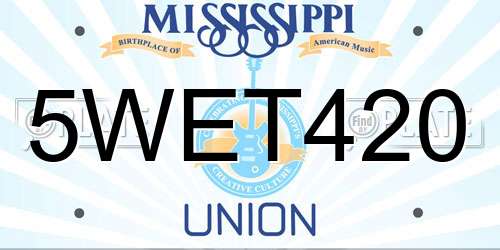 5WET420 Mississippi License Plate