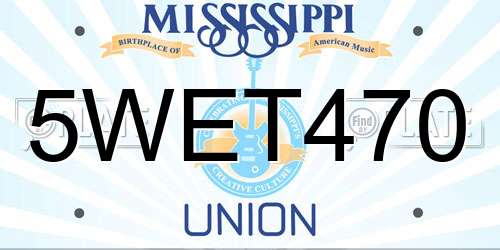 5WET470 Mississippi License Plate