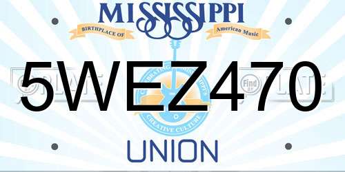5WEZ470 Mississippi License Plate