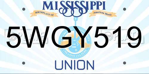 5WGY519 Mississippi License Plate