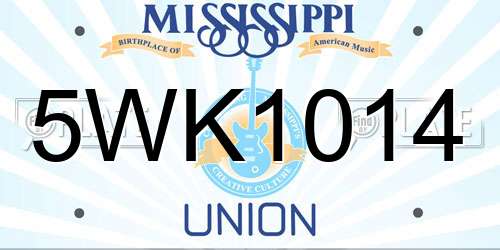 5WK1014 Mississippi License Plate