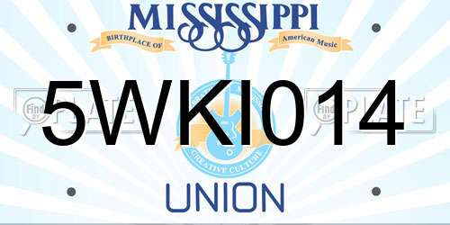 5WKI014 Mississippi License Plate