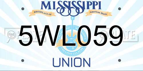 5WL059 Mississippi License Plate