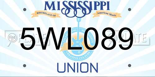 5WL089 Mississippi License Plate
