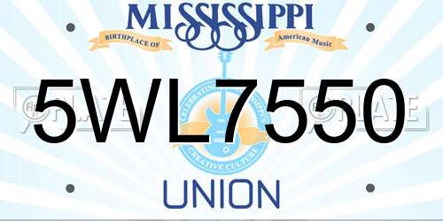 5WL7550 Mississippi License Plate
