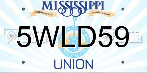 5WLD59 Mississippi License Plate