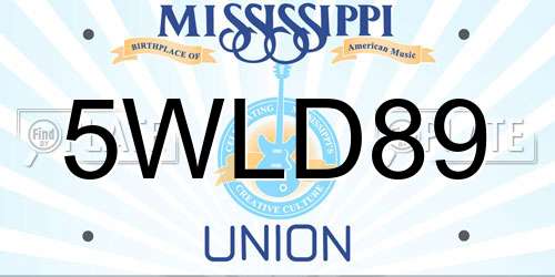 5WLD89 Mississippi License Plate