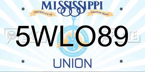 5WLO89 Mississippi License Plate