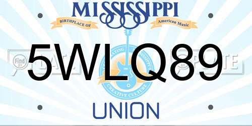 5WLQ89 Mississippi License Plate