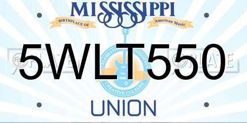 5WLT550 Mississippi License Plate