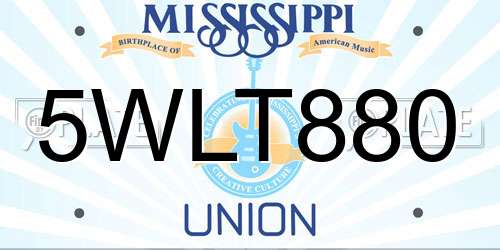 5WLT880 Mississippi License Plate