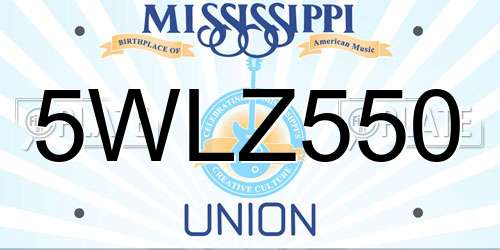 5WLZ550 Mississippi License Plate