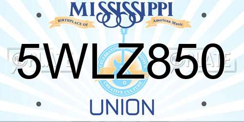 5WLZ850 Mississippi License Plate