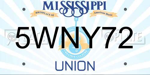5WNY72 Mississippi License Plate
