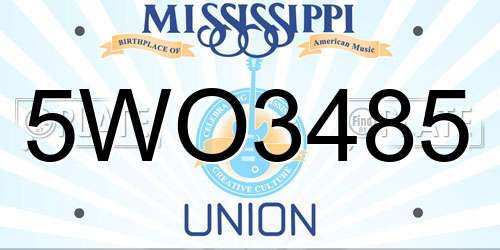 5WO3485 Mississippi License Plate