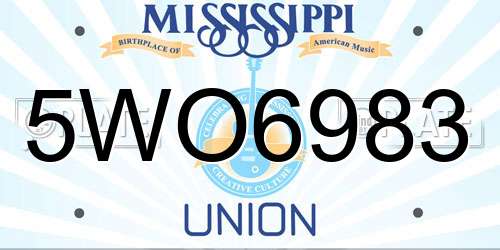 5WO6983 Mississippi License Plate