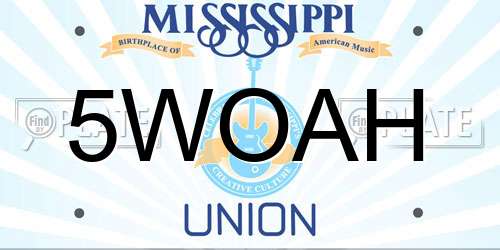 5WOAH Mississippi License Plate