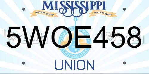 5WOE458 Mississippi License Plate