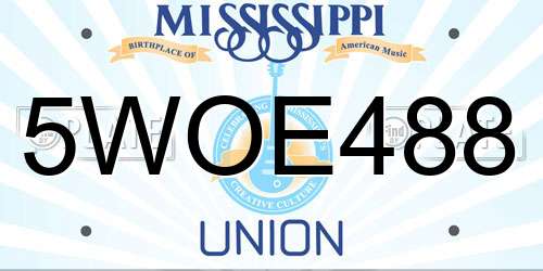 5WOE488 Mississippi License Plate
