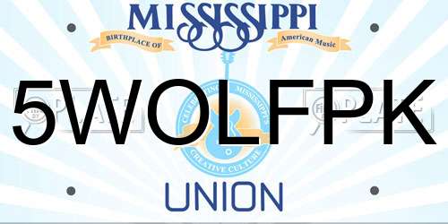 5WOLFPK Mississippi License Plate
