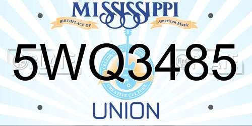 5WQ3485 Mississippi License Plate