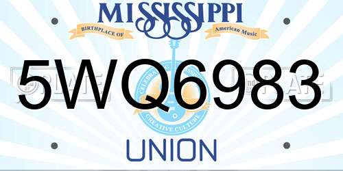 5WQ6983 Mississippi License Plate