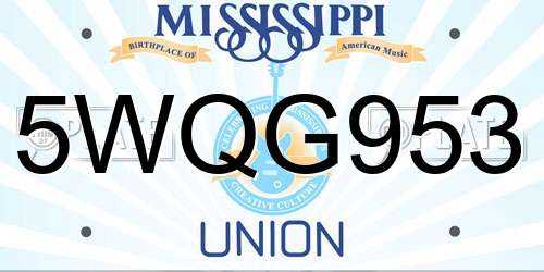 5WQG953 Mississippi License Plate