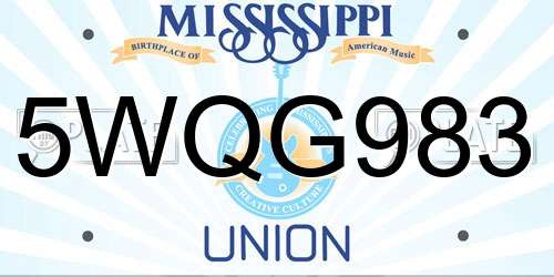 5WQG983 Mississippi License Plate