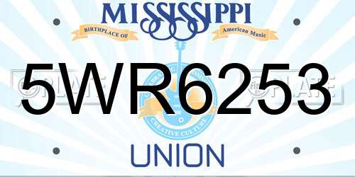 5WR6253 Mississippi License Plate