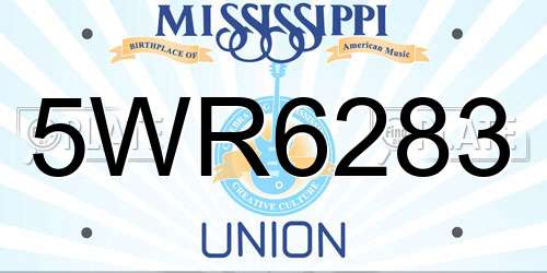 5WR6283 Mississippi License Plate