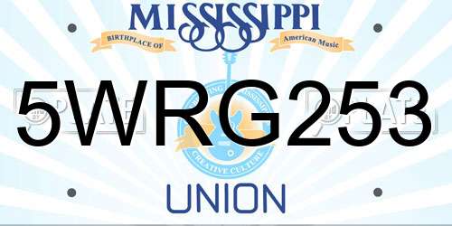 5WRG253 Mississippi License Plate