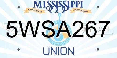 5WSA267 Mississippi License Plate